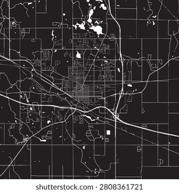 Valparaiso Indiana city map vector illustration. Black and white street map of Valparaiso IN USA