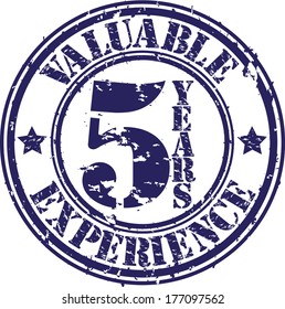 Valuable 5 years of experience rubber stamp, vector illustration 