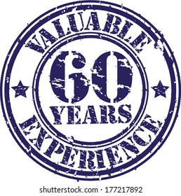 Valuable 60 years of experience rubber stamp, vector illustration 