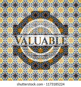 Valuable arabic badge background. Arabesque decoration.