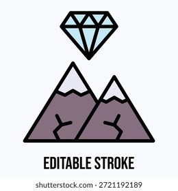 Wertgegenstand Diamant isoliert Vektor Lineare Farbe Stil Symbol Bearbeitbarer Strich