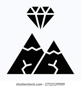 Wertvolles Objekt Diamant isoliert Vektor Schwarz Solid Style Symbol