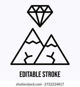 Wertgegenstand Diamant isoliert Vektor Linear Stil Symbol Bearbeitbarer Strich