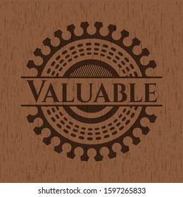 Valuable badge with wood background