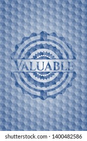 Valuable blue emblem with geometric pattern background. Vector Illustration. Detailed.