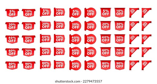 Valuable Discount labels. Special offer price sign. Percent off price