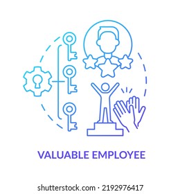 Valuable employee blue gradient concept icon. Handle changes. Benefit of workplace adaptability abstract idea thin line illustration. Isolated outline drawing. Myriad Pro-Bold fonts used