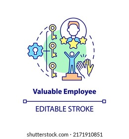 Valuable employee concept icon. Handle changes. Benefit of workplace adaptability abstract idea thin line illustration. Isolated outline drawing. Editable stroke. Arial, Myriad Pro-Bold fonts used