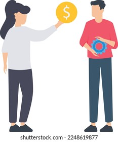 a valuable employee on the boss's hand. find a good manager, Smart investment concept. Businessmen make big profits. Company revenue growth. Statistics on increase in cost of capital
