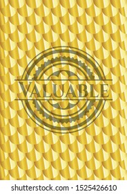 Valuable golden badge. Scales pattern. Vector Illustration. Detailed.