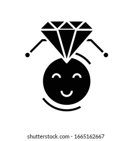Icono negro de ideas valiosas, ilustración conceptual, símbolo plano vectorial, signo de glifo.