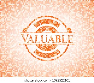 Valuable orange mosaic emblem. Vector Illustration. Detailed.