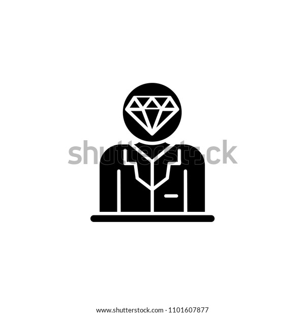 Valuable staff black icon concept. Valuable
staff flat  vector symbol, sign,
illustration.
