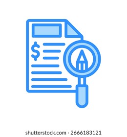 Icono de análisis de valoración Ilustración vectorial de color azul