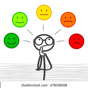 Valuation by emoticons with drawn human - stock vector