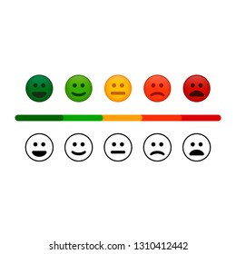 Valuation by emoticons from negative to positive, set emotion .Vector illustration.Flat design for business financial marketing advertisement advertisement web concept illustration