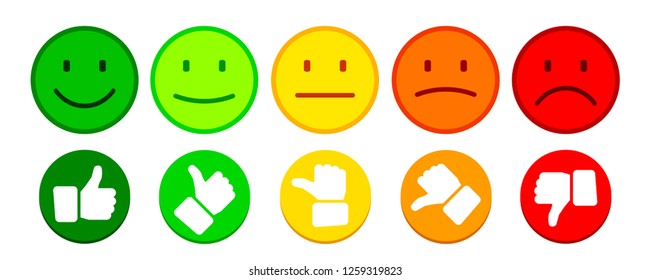 Valuation by emoticons with thumbs button - stock vector