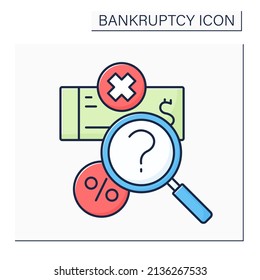 Valuation color icon. Asset-based valuation method. Appraisal-based fair market mark.Bankruptcy concept. Isolated vector illustration 