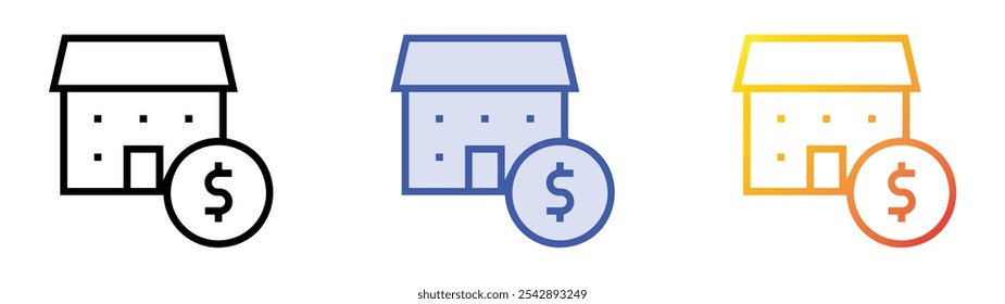 Valuation icon. Linear, Blue Fill and Gradient Style Design Isolated On White Background