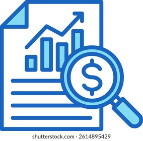 Valuation Report Icon Blue Vector Illustration