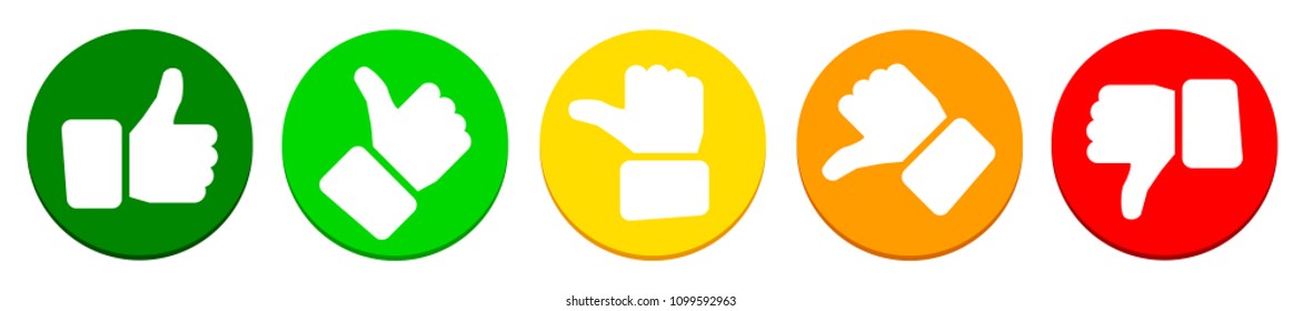 Valuation thumbs, colored buttons - stock vector