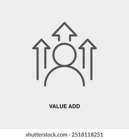 Value Add thin line icon or logo. Symbol or sign on business management theme. Vector line illustration.