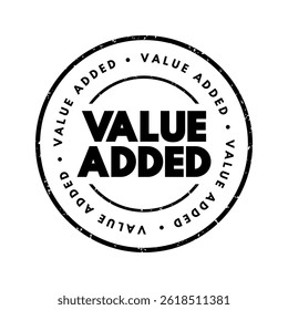 Value Added - depreciation cost, and unit labor cost per each unit of product sold, text concept stamp