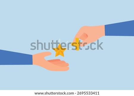 Value added, entrepreneur grasping star value with an additional plus sign included 