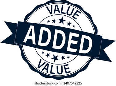 value added round web modern stamp with stars on white background
