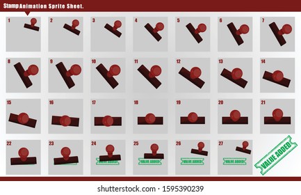 Value added Stamp, With animation. Stamp Animation Sprite Sheet Vector illustration.