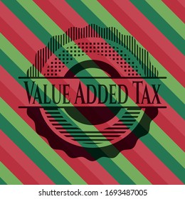Value Added Tax christmas colors style badge. Vector Illustration. Detailed.