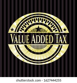 Value Added Tax gold badge. Vector Illustration. Detailed.