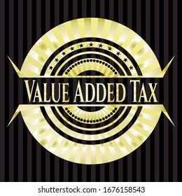 Value Added Tax gold badge. Vector Illustration. Detailed.