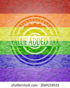 Value Added Tax lgbt colors emblem. Vector Illustration. Mosaic. 