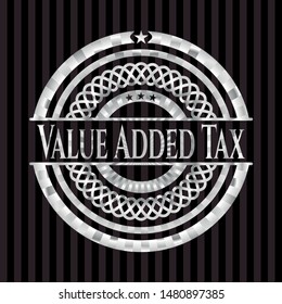 Value Added Tax silver badge or emblem. Vector Illustration. Mosaic.