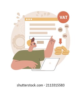 Value added tax system abstract concept vector illustration. VAT number validation, global taxation control, consumption tax system, added value, retail good purchase total cost abstract metaphor.