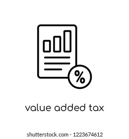 Value added tax (VAT) icon. Trendy modern flat linear vector Value added tax (VAT) icon on white background from thin line business collection, editable outline stroke vector illustration