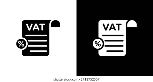 Icono de IVA de impuesto sobre el valor añadido. Ilustración vectorial. Silueta en color negro