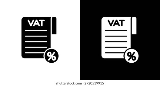 Impuesto sobre el valor añadido Icono IVA Flat Solid Style en colores blanco y negro. Vector eps10.