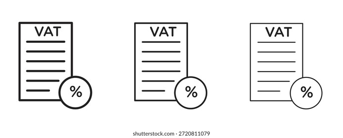 Value added tax VAT icon thin line symbol on white background, editable stroke vector illustration