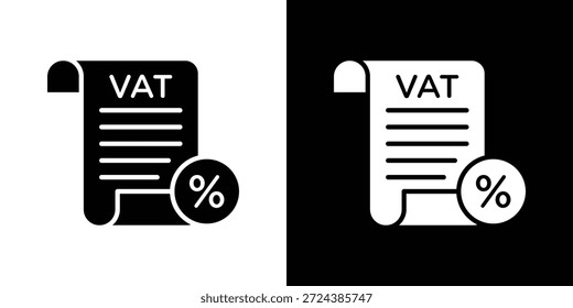 Impuesto sobre el valor añadido Icono de IVA ilustraciones gráficas planas simples. Vector de silueta blanco y negro