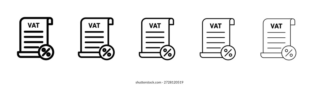 Impuesto sobre el valor añadido Vector de iconos IVA en pictograma lineal de trazo editable