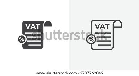 Value added tax VAT icon. collection of editable stroke line and solid flat styles.