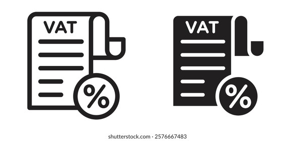 Value added tax VAT icons in outline and stroke versions