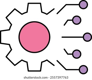 Value Alignment Icon – Gear and Network Structures Highlighting AGI Text, Emphasizing Alignment of AI Goals with Human Values. Vector illustration.