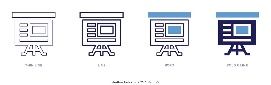Value analysis icon in 4 different styles. Thin Line, Line, Bold, and Bold Line. Duotone style. Editable stroke.
