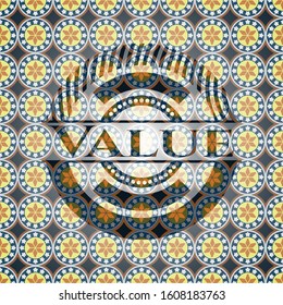 Value arabic style badge. Arabesque decoration.