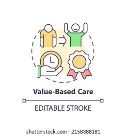 Value based care concept icon. Patient healing practice. Behavioral trend abstract idea thin line illustration. Isolated outline drawing. Editable stroke. Arial, Myriad Pro-Bold fonts used