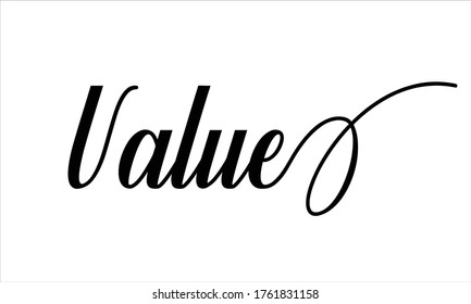 Value Calligraphic Cursive Typographic Text On Stock Vector (Royalty ...