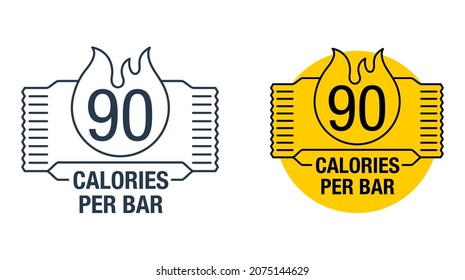 Value of calories per bar template - Label for chocolate bar or energy drink. Isolated badge in thin line